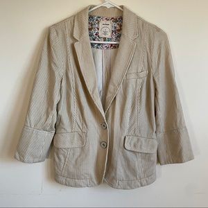 [Anthropologie] Beige Pinstripe Blazer